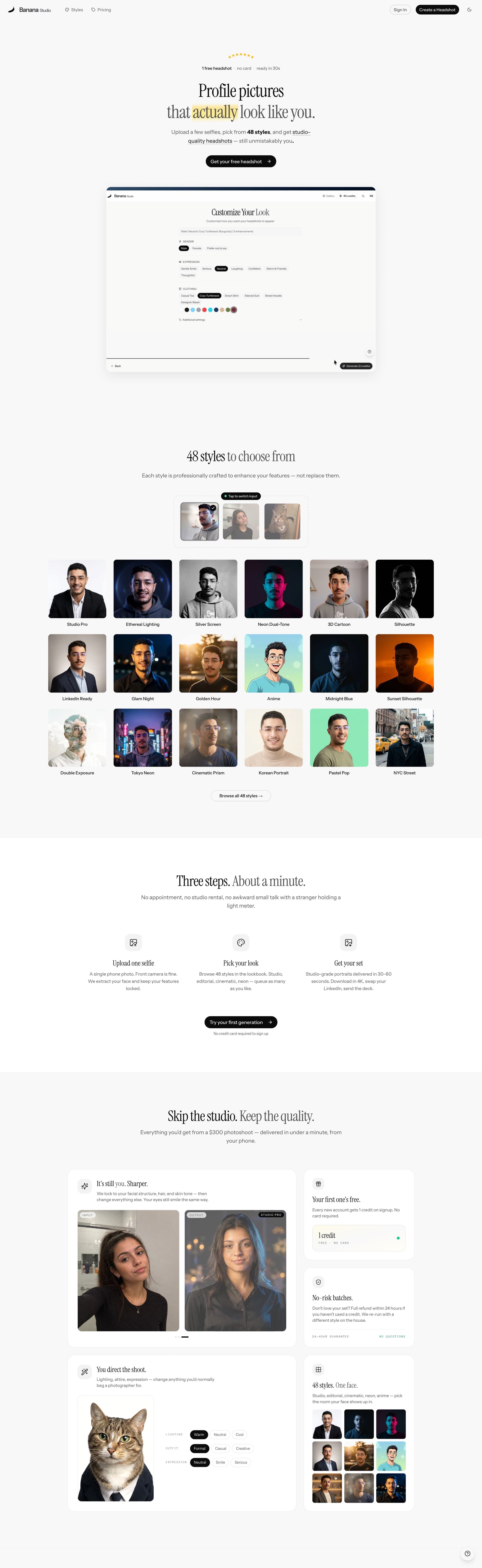 Banana Studio, browsing through the live site