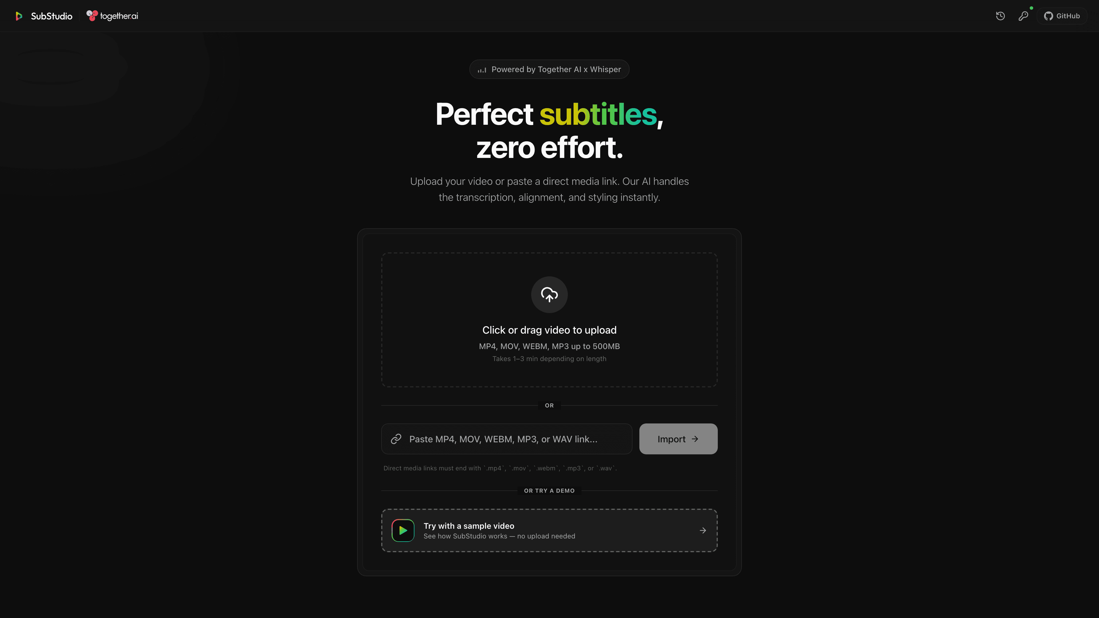 SubStudio, browsing through the live site